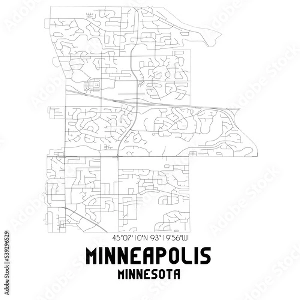 Obraz Minneapolis Minnesota. US street map with black and white lines.