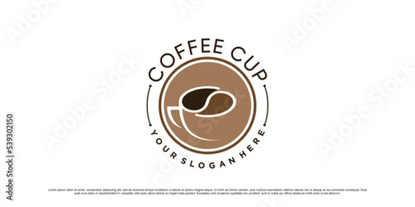 Fototapeta Coffee logo design template for cafe or restaurant with cup icon and creative element