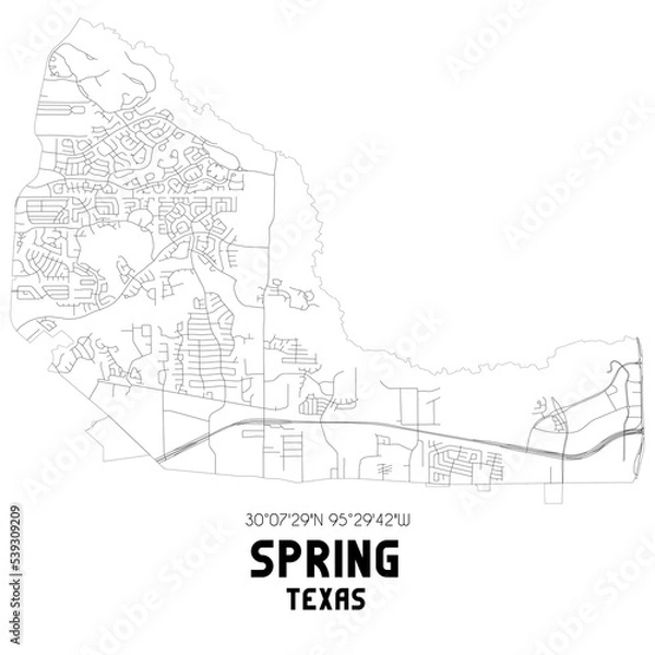 Fototapeta Spring Texas. US street map with black and white lines.