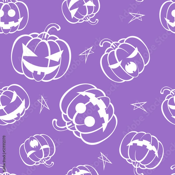 Fototapeta Vector. Seamless repeating pattern of cartoon pumpkin. Thanksgiving, Halloween concept. Seasonal print for textiles, holiday background, gift wrapping, invitations. Autumn concept, plant compositions.