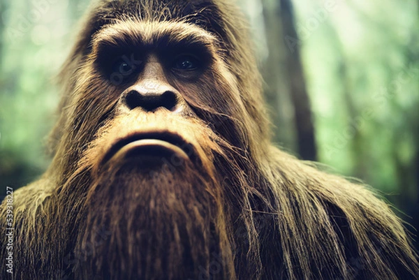 Obraz Bigfoot Sasquatch in the forest. Generative AI