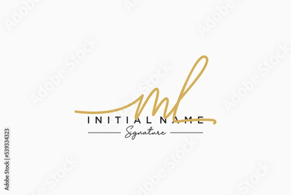 Fototapeta Initial ML signature logo template vector. Hand drawn Calligraphy lettering Vector illustration.