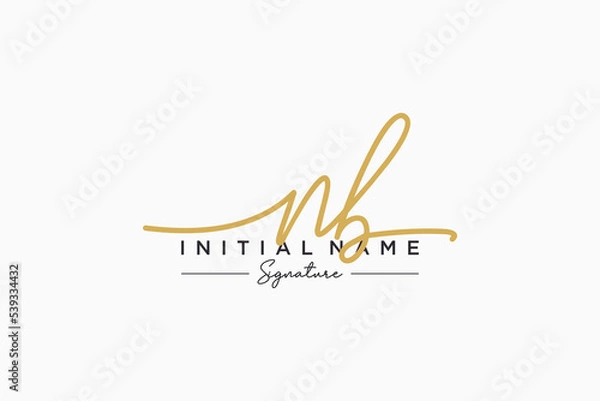 Fototapeta Initial NB signature logo template vector. Hand drawn Calligraphy lettering Vector illustration.