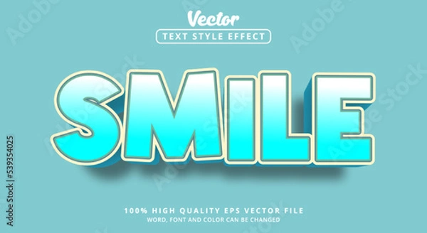 Fototapeta Editable text effect, Smile text with colorful style and layered style