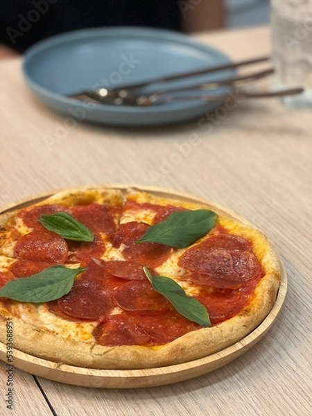 Obraz pizza with ham and cheese