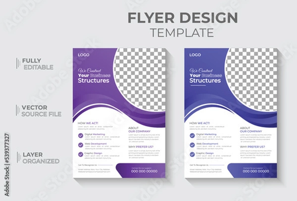 Fototapeta Abstract vector template in A4 size bannerCorporate Business Flyer design, Modern and fresh trendy leaflet, Creative, unique template