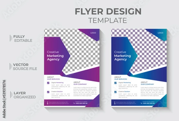 Fototapeta Corporate Business Flyer design, Modern and fresh trendy leaflet, Abstract vector template in A4 size banner, Creative and unique template