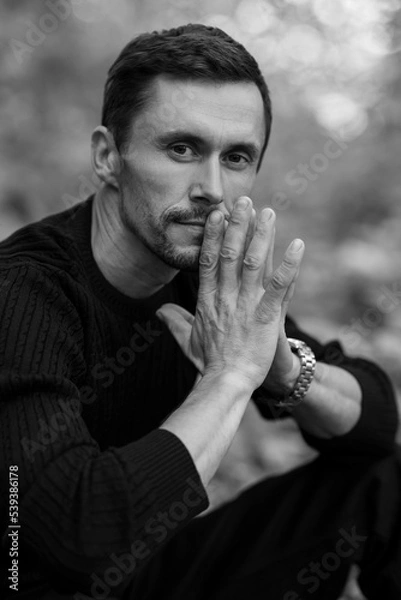 Obraz male portrait b/w