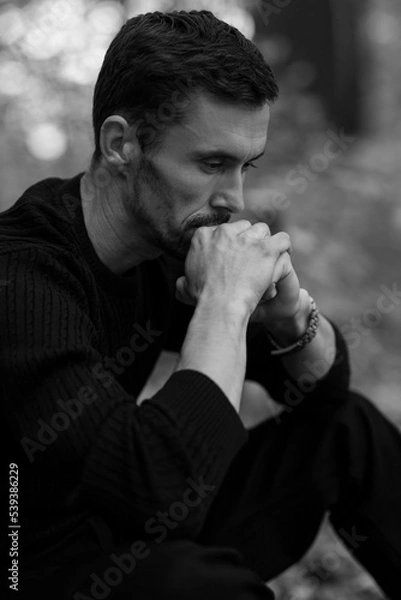 Obraz male portrait b/w