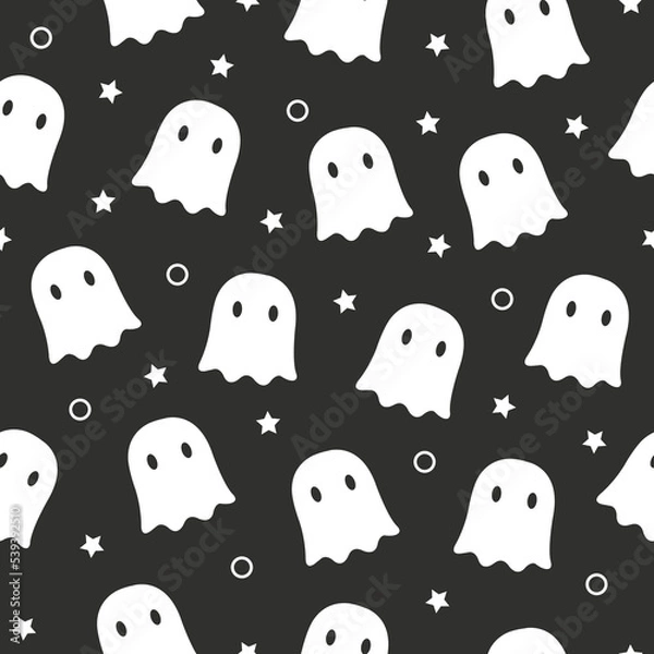 Obraz cute ghost pattern. cute pattern. ghost pattern. black theme. happy halloween. 