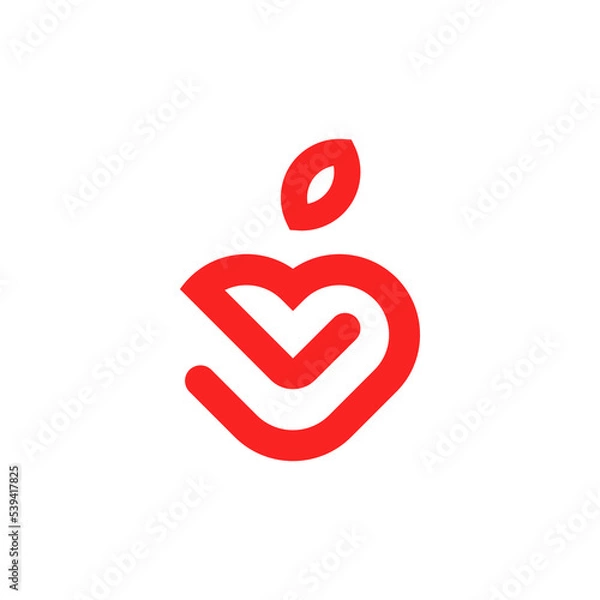 Fototapeta Simple apple icon design. Vector illustration of selflove person hug him or herself shape of an apple. Awesome apple icon design.