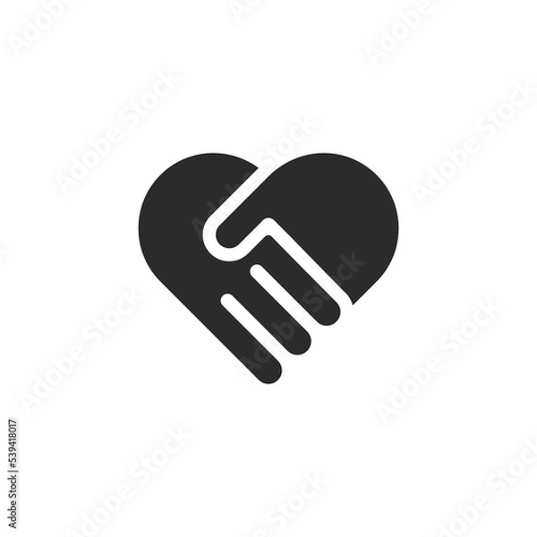 Fototapeta Shake hands icon vector. Handshake gesture shape as a heart simple and modern logo design. 