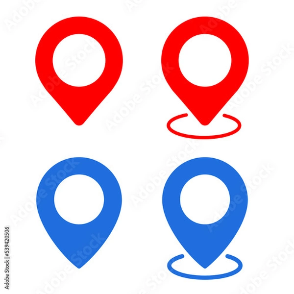 Obraz Set of colorful location pin icons. Isolated. Vector illustration