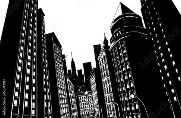 Obraz Czarne miasto na białym tle