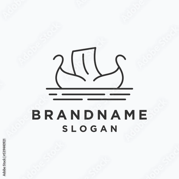 Obraz Viking ship logo template vector illustration design