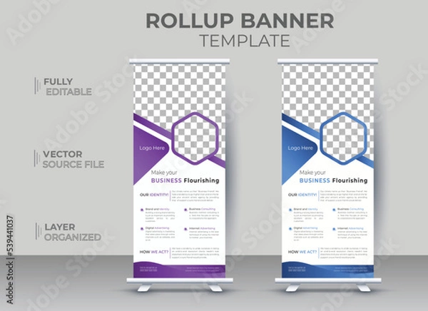 Fototapeta Rollup banner design ,creative corporate standee banner design for company promotion