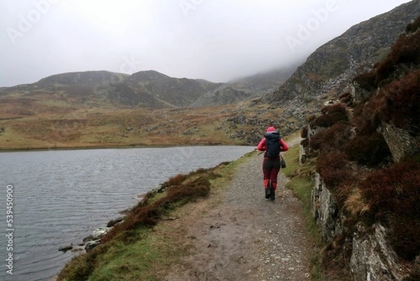 Fototapeta Scotland, Snowdonia. Hiking and climbing ridges through the wilderness during Spring time. Some days are sunny some days are rainy, but all of them are an adventure
