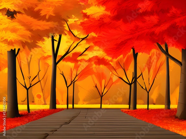 Fototapeta 秋、紅葉をテーマにしたイラストです。