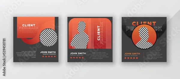 Fototapeta Customer feedback and client testimonial web banner social media flyer rating quote design template