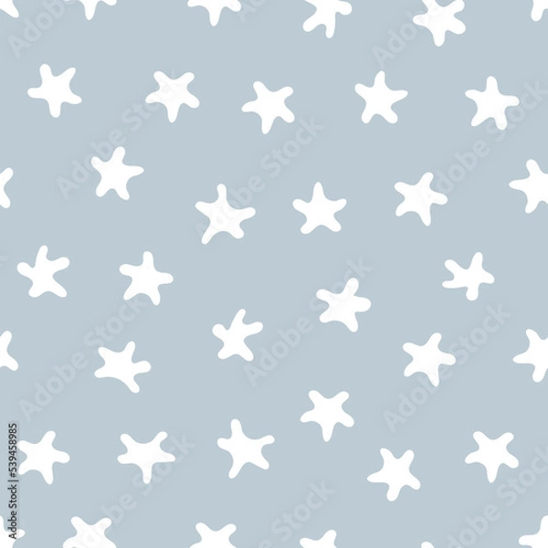 Fototapeta Stars pattern. Seamless vector illustration. White elements on a gray background. Great for backdrop decoration, cards, wallpaper, textiles, fabric, wrappers, additions to the design.