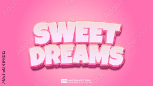 Fototapeta Sweet Dreams editable 3D text effect font 