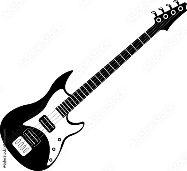 Obraz Vector image (silhouette, icon) of a musical instrument bass guitar