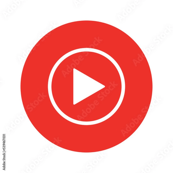 Fototapeta Play video icon, red buttons sign vector isolated on white background . Vector illustration EPS10. Vector illustration