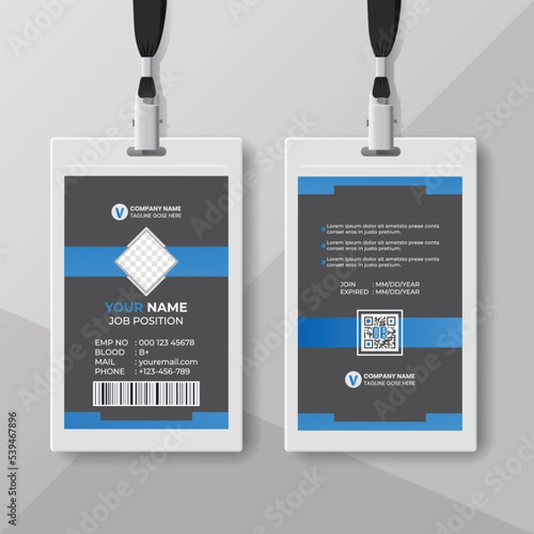 Obraz Modern Identity Employee Abstract professional, corporate office Id card design, Simple and Clean ID Card Design Template