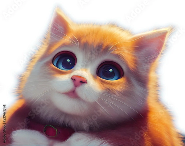 Fototapeta Sweet kitten with big eyes looking slightly upward