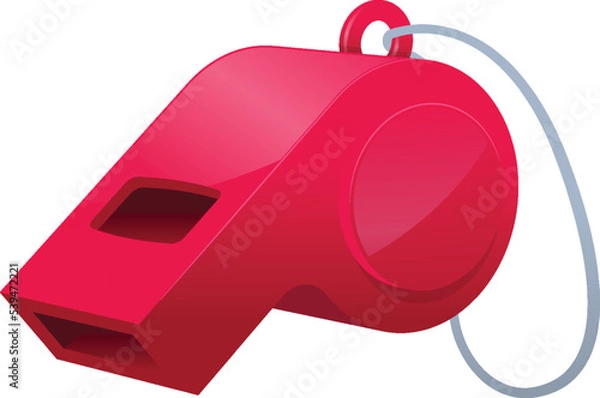 Fototapeta Red referee whistle vector illustration isolated on white