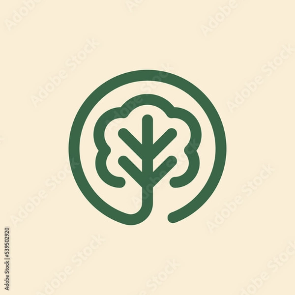 Obraz Nature logo design concept.  Minimal icon of abstract tree leaf. Geometric element. Modern vector illustration oak leaf. Park nature emblem sign symbol mark. 