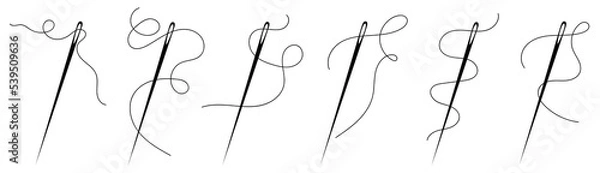 Obraz Needle icon collection . Needle with thread. Vector illustration.