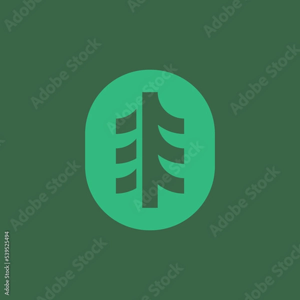 Obraz Nature logo design concept.  Minimal icon of abstract tree spruce. Geometric element needles. Modern vector illustration. Park nature emblem sign symbol mark. 