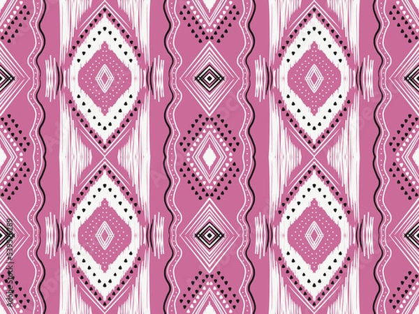 Obraz Fabric ikat seamless pattern geometric ethnic traditional ,Batik fabric illustration embroidery embroidery style.