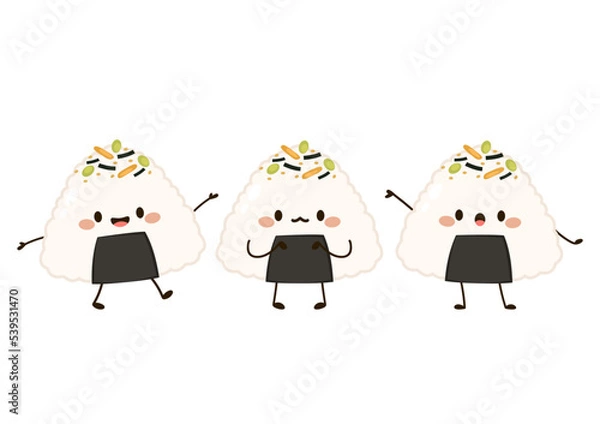 Fototapeta Onigiri vector. Onigiri on white background. Onigiri mascot.