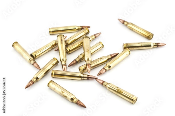 Obraz Cartridge 5.56 mm caliber, Machine gun bullet isolated.
