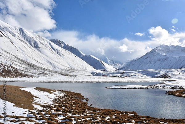 Fototapeta Sacred Alpine Lake Turpal-Kul in the Pamir Mountains at the foot of Lenin Peak in Kyrgyzstan