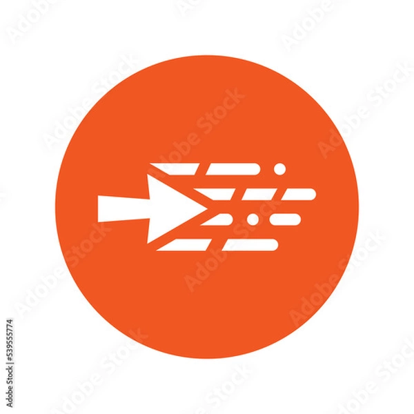 Fototapeta Navigation, arrow, direction icon. Orange vector sketch.