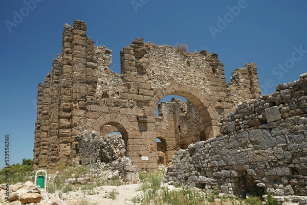 Fototapeta Basilica of Aspendos Ancient City in Antalya, Turkiye