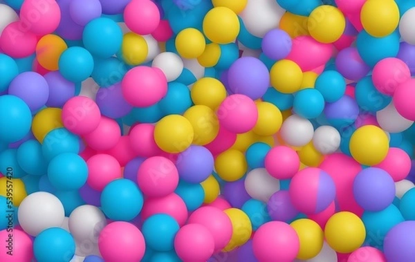Obraz Wide celebration banner background with rainbow multicolored balloons.