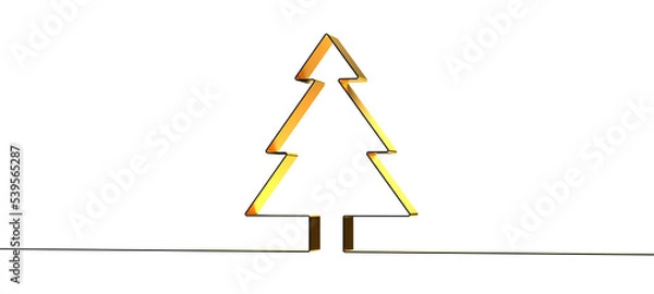 Obraz Christmas Tree in One line Drawing Style