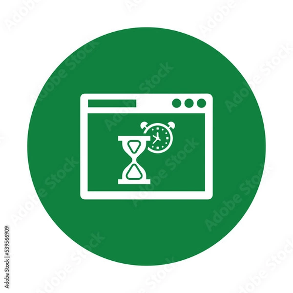 Fototapeta Time, webpage, loading icon. Green vector design.