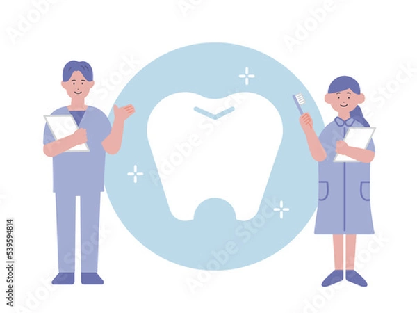 Obraz 歯科衛生士と歯磨きのイラスト