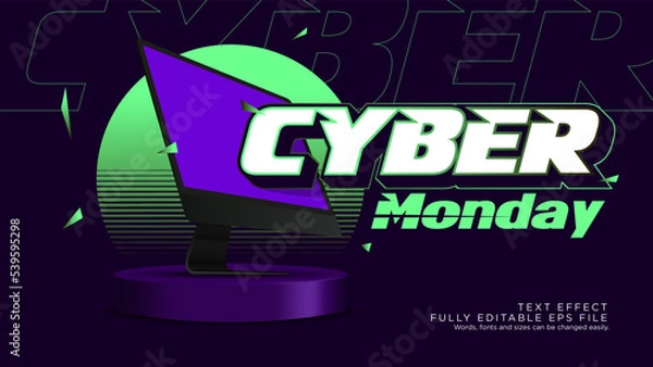 Fototapeta Gradient Futuristic Retro Cyber Monday Text Effect Font Type