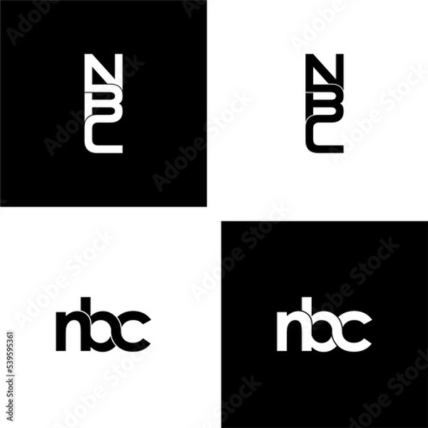 Obraz nbc lettering initial monogram logo design set