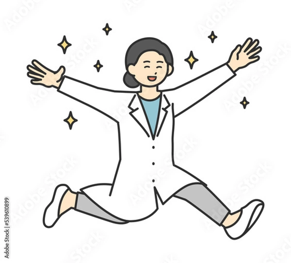 Fototapeta ジャンプする医療従事者のイラスト素材