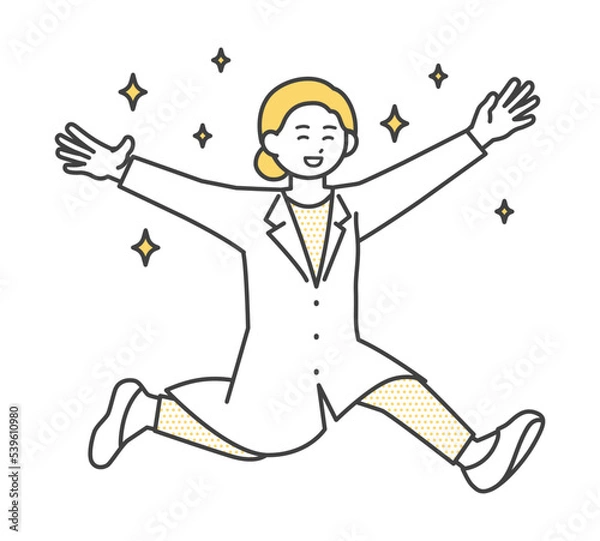 Obraz ジャンプする医療従事者のイラスト素材