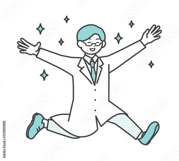 Obraz ジャンプする医療従事者のイラスト素材