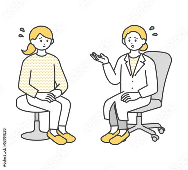 Fototapeta 若い女性を診断する医師のイラスト素材