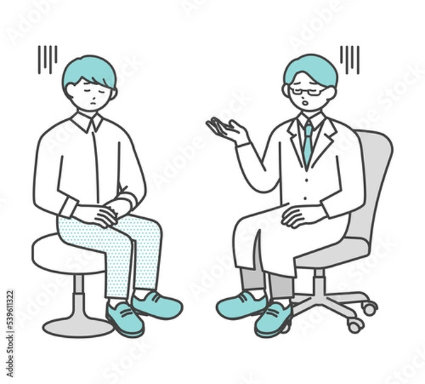 Fototapeta 若い男性を診断する医師のイラスト素材